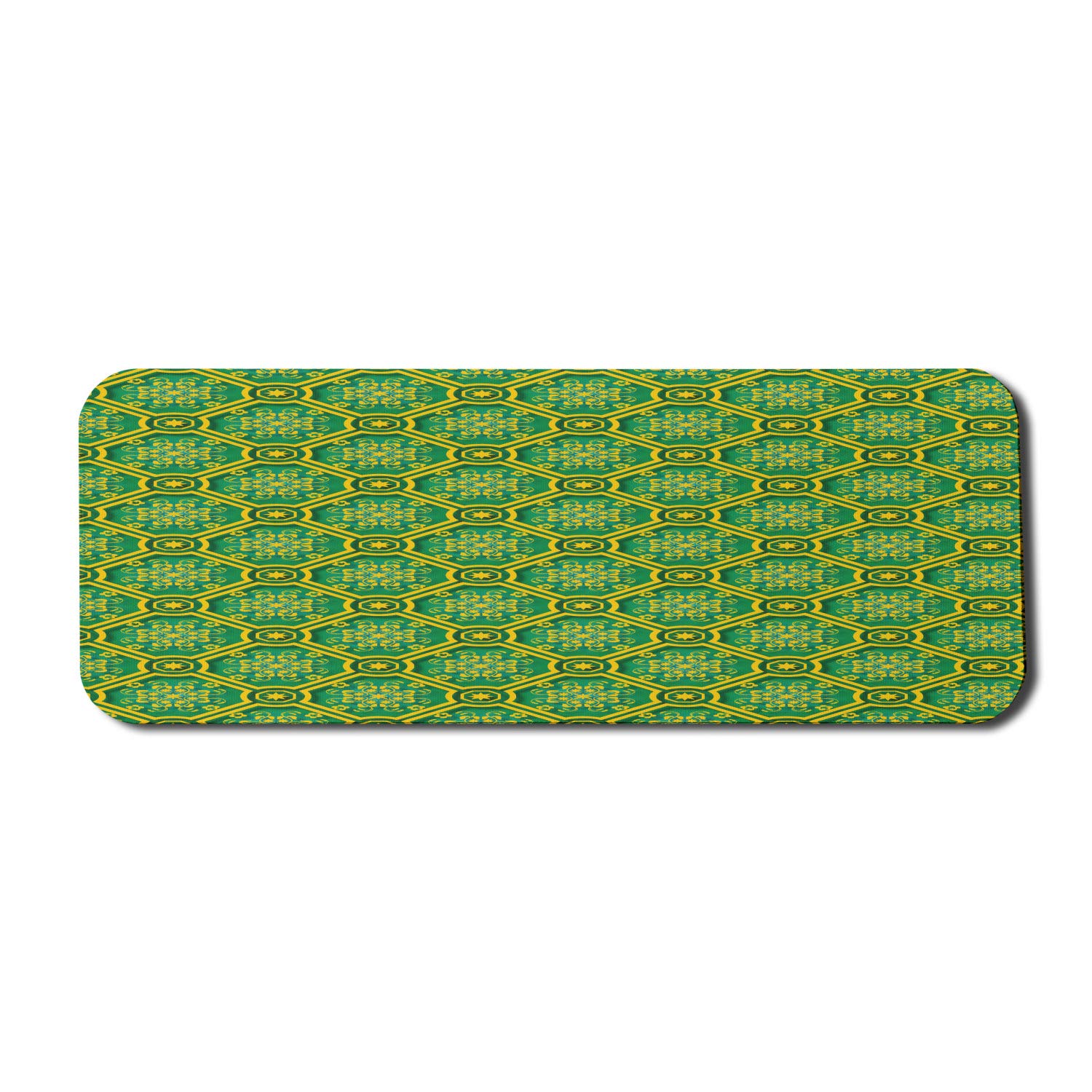 Ambesonne Floral Computer Mouse Pad - Non-Slip Rubber Gaming Mousepad with Bicolor Ornamental Pattern, Large 31