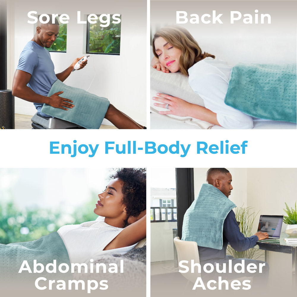 PureRelief XXL Ultra Wide Microplush Heating Pad for Back Pain Relief - Large Electric Heating Pad for Shoulders, Neck & Muscle Pain - Perfect for Home, Office & Physical Therapy Use
