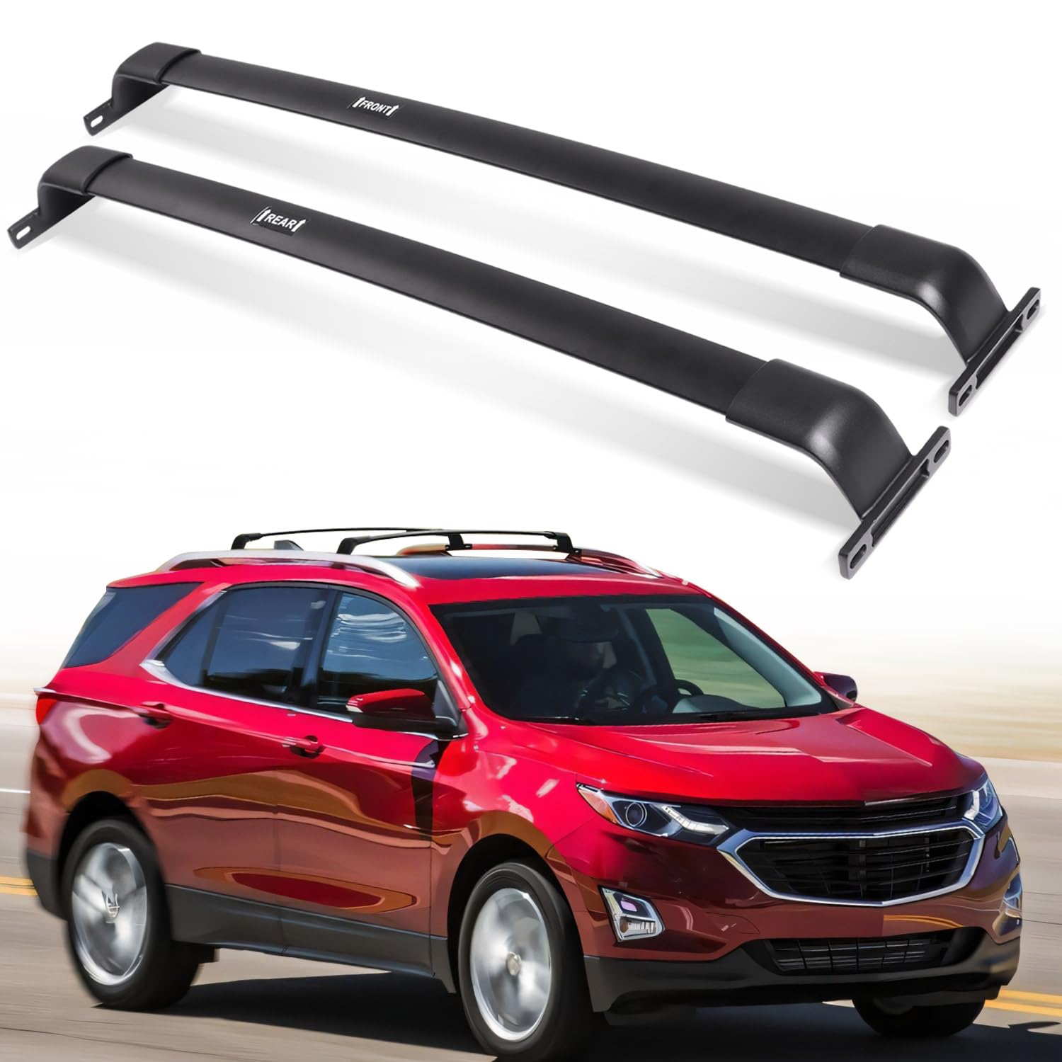 Heavy Duty 220 LBS Roof Rack Cross Bars for Chevrolet Equinox & GMC Terrain (2018-2024) - Black Aluminum Luggage Carrier Bars for SUVs - Perfect for Camping, Road Trips & Outdoor Adventures