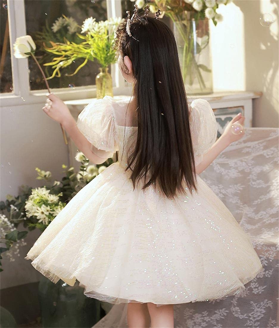 Sparkly Princess Tutu Dress for Girls - Sequin & Fluffy Ball Gown with Puff Short Sleeves - Perfect for Pageants, Flower Girls, Birthday Parties & Special Occasions