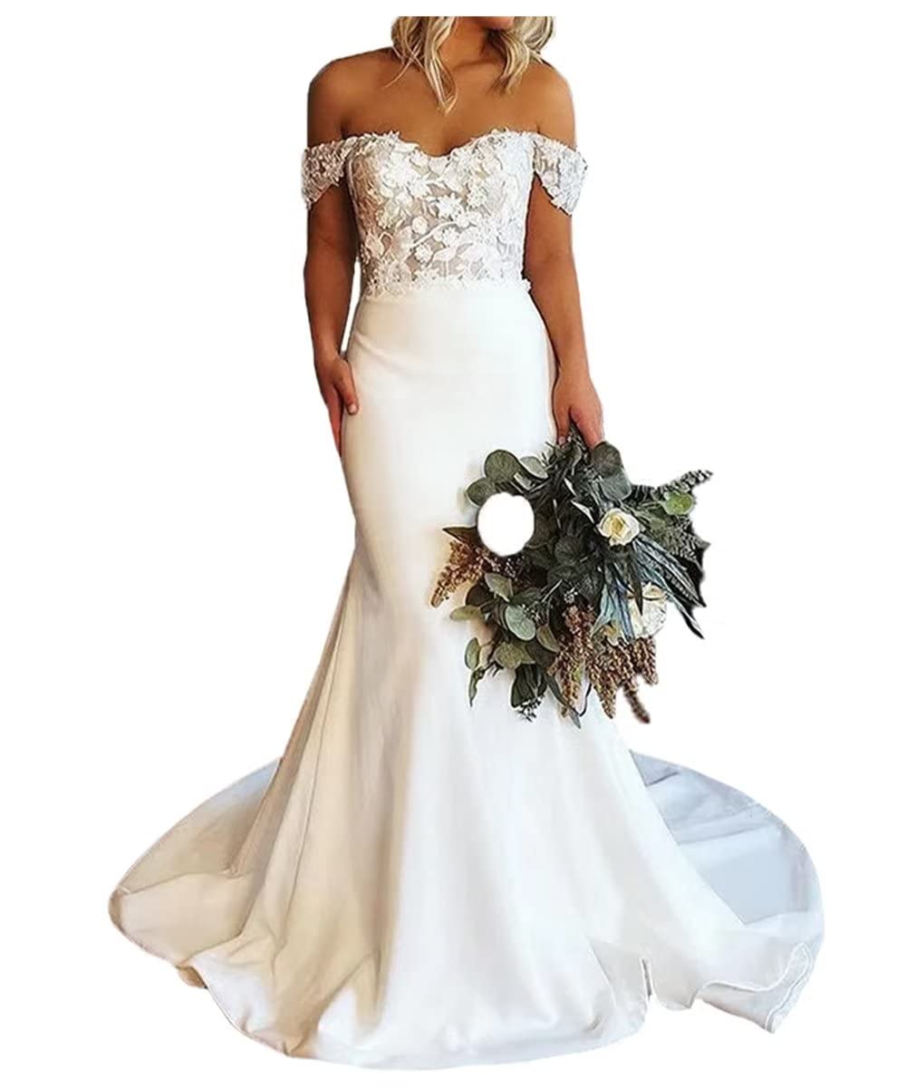 Elegant Lace Mermaid Wedding Dress for Bride 2024 - Long Sleeve Sweep Train Bridal Gown with Beading Details | Perfect for Beach, Church and Formal Wedding Ceremonies