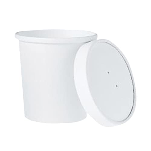 Solo Foodservice KHB16A-2050 16 oz White Paper Takeout Containers with Lids - 250 Pack | Disposable Food Storage Boxes for Restaurants, Catering & Meal Prep
