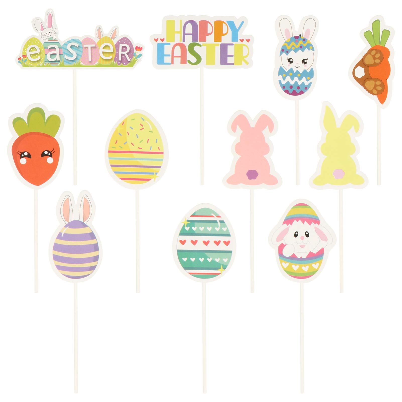 PRETYZOOM 22-Piece Easter Cake Decorations Set - Bunny, Chick, Egg & Carrot Cupcake Toppers with Fruit Picks - Perfect for Easter Parties, Birthday Cakes, Wedding Desserts & Spring Celebrations