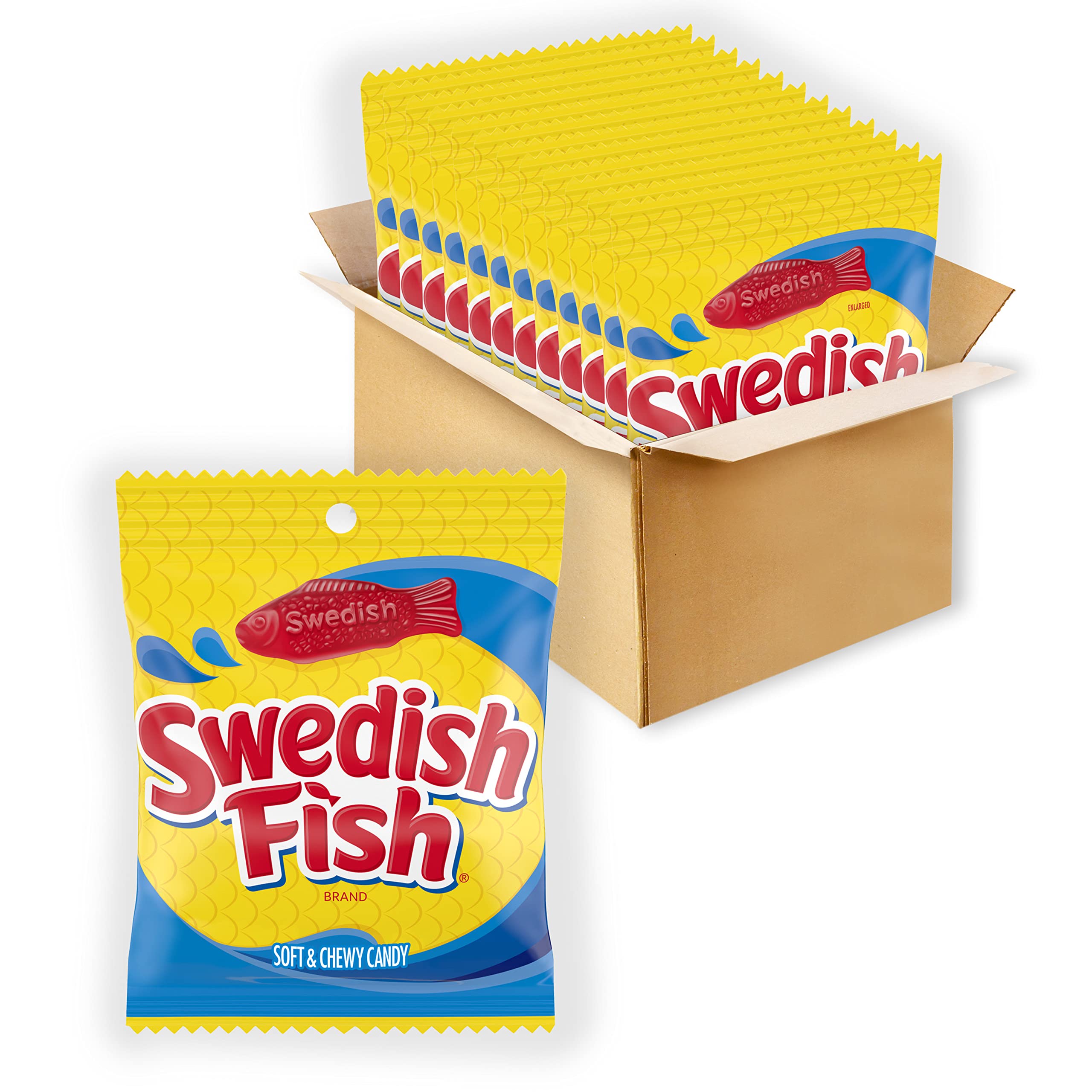 SWEDISH FISH Soft & Chewy Candy - Bulk Pack of 12 (3.6 oz Bags) - Perfect for Parties, Movie Nights & Office Snacks