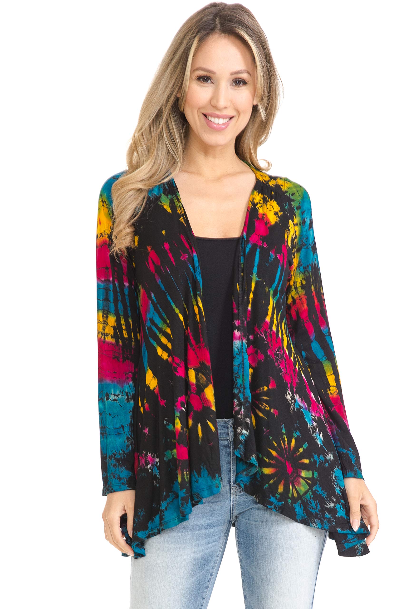 Royal Tie Dye Cardigan for Women - Soft & Stylish Oversized Knit Sweater - Boho Chic Loungewear for Casual Outings & Cozy Nights