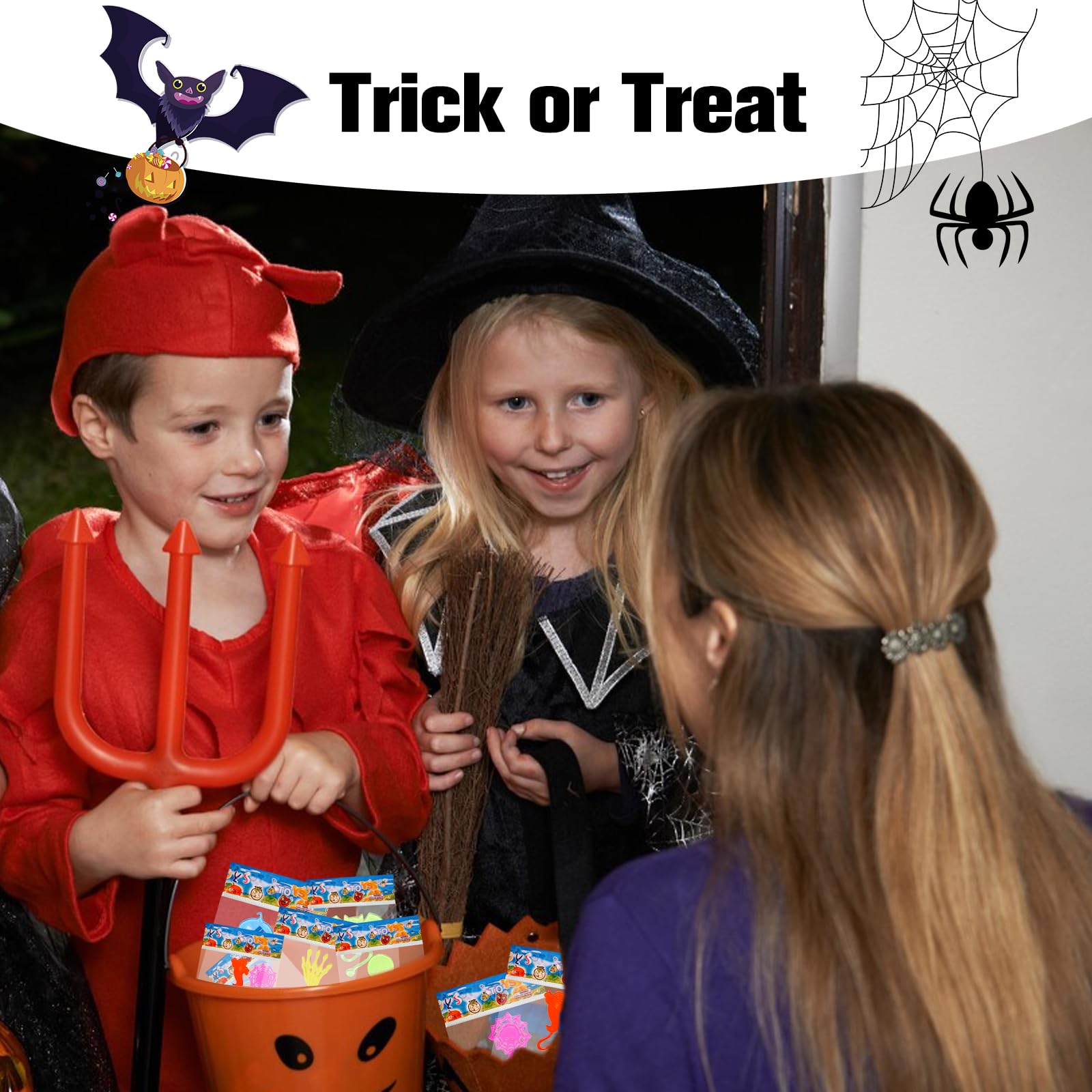 28 Pcs Halloween Sticky Hands Toys for Kids - Skull, Bat, Ghost & Pumpkin Stretchy Party Favors for Trick or Treat, Goodie Bags, Pinata Fillers & Classroom Prizes | Perfect for Halloween Parties, School Events & Festive Gift Giving