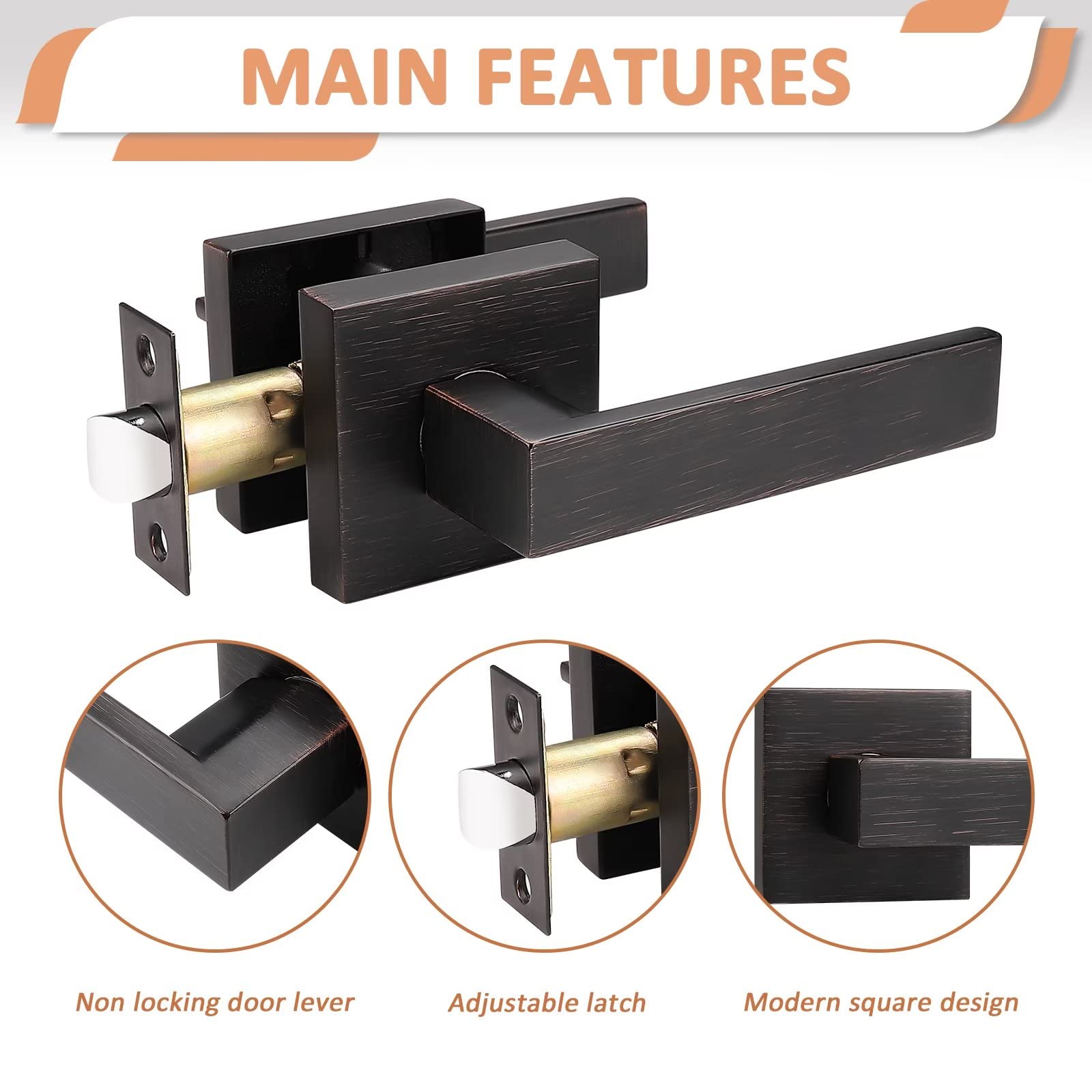 5 Pack Oil Rubbed Bronze Passage Door Knobs Set - Non-Locking Interior Door Lever Handles for Hallway, Closet & Bedroom Doors | Keyless Entry, Smooth Operation & Easy Installation | Perfect for Home, Office & Commercial Spaces