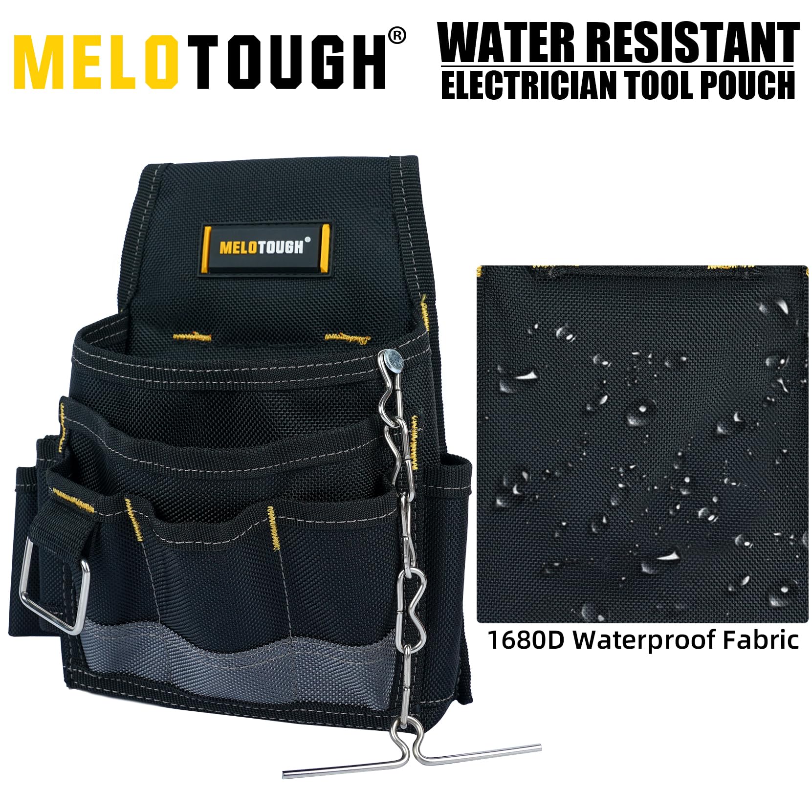 MELOTOUGH Electrician Tool Pouch - Heavy Duty Multi-Pocket Tool Belt Organizer for Technicians, Maintenance & HVAC Workers - Perfect for Construction, Wiring & Repair Jobs