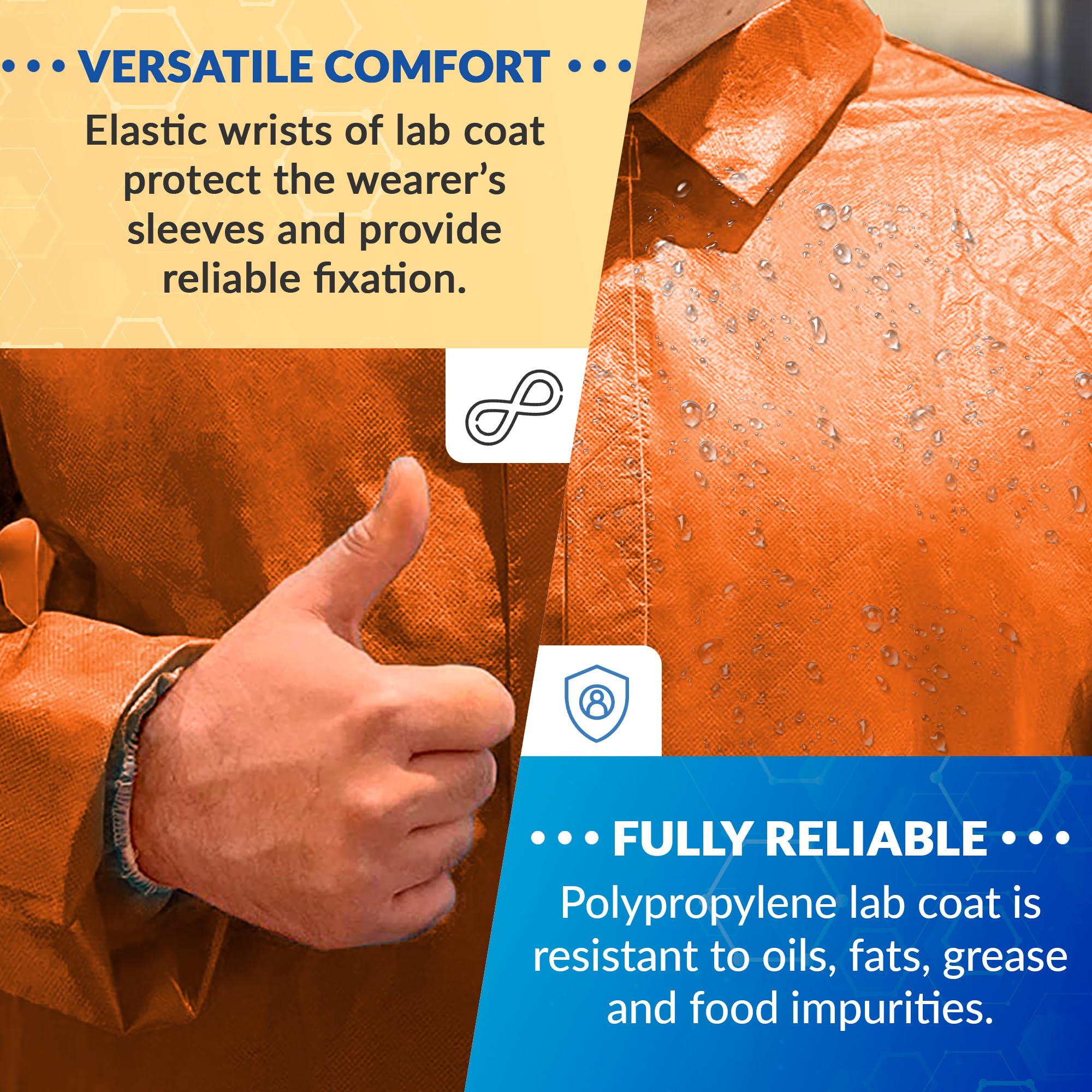 ABC PACK & SUPPLY Orange Disposable Lab Coats for Adults - 3X-Large (Pack of 50) | Polyethylene Coated Polypropylene | Medical Grade | Hook & Loop Closure | No Pockets | Ideal for Laboratories, Cleanrooms & Healthcare Facilities