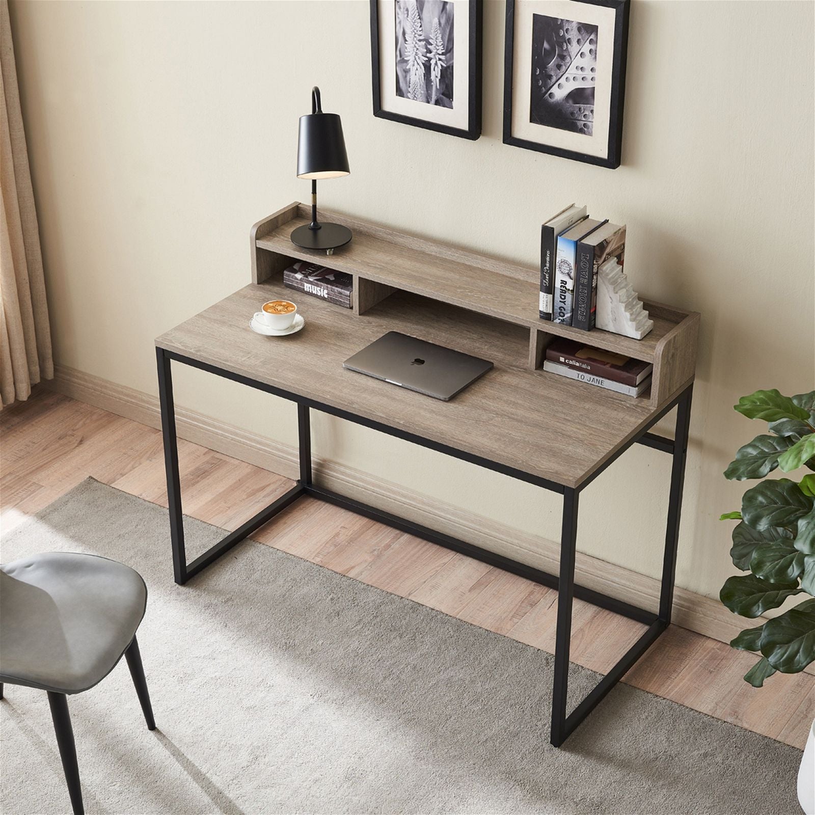 Woodstock Sally Office Desk 1200 - Grey Wash Oak Finish, Modern Home Office Desk for Small Spaces, Perfect for Remote Work & Study