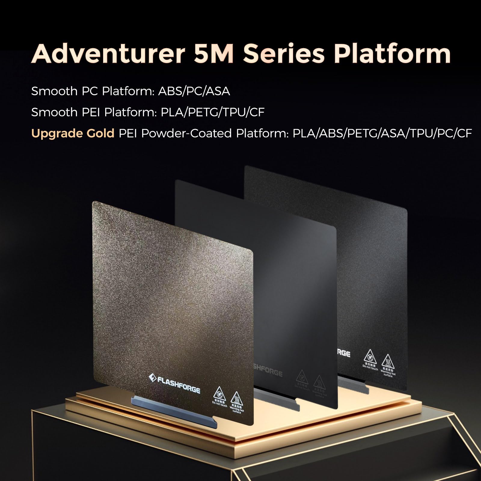 FLASHFORGE Adventurer 5M Series Smooth PC Plate - Flexible 3D Printer Build Plate for ABS, ASA, PC High-Temperature Filaments | Perfect for Professional 3D Printing & Rapid Prototyping