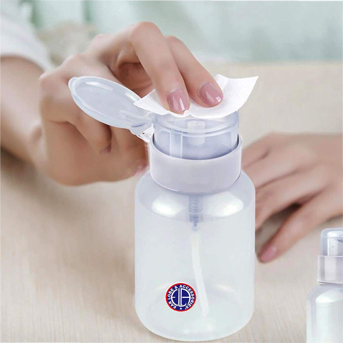 50 Pcs Premium Cotton Pads for Makeup Removal, Babies & Medical Use with 1 Push-Down Acetone Dispenser | Soft Facial Wipes & Nail Polish Remover Combo | Ideal for Skincare, Baby Care & Salon Use