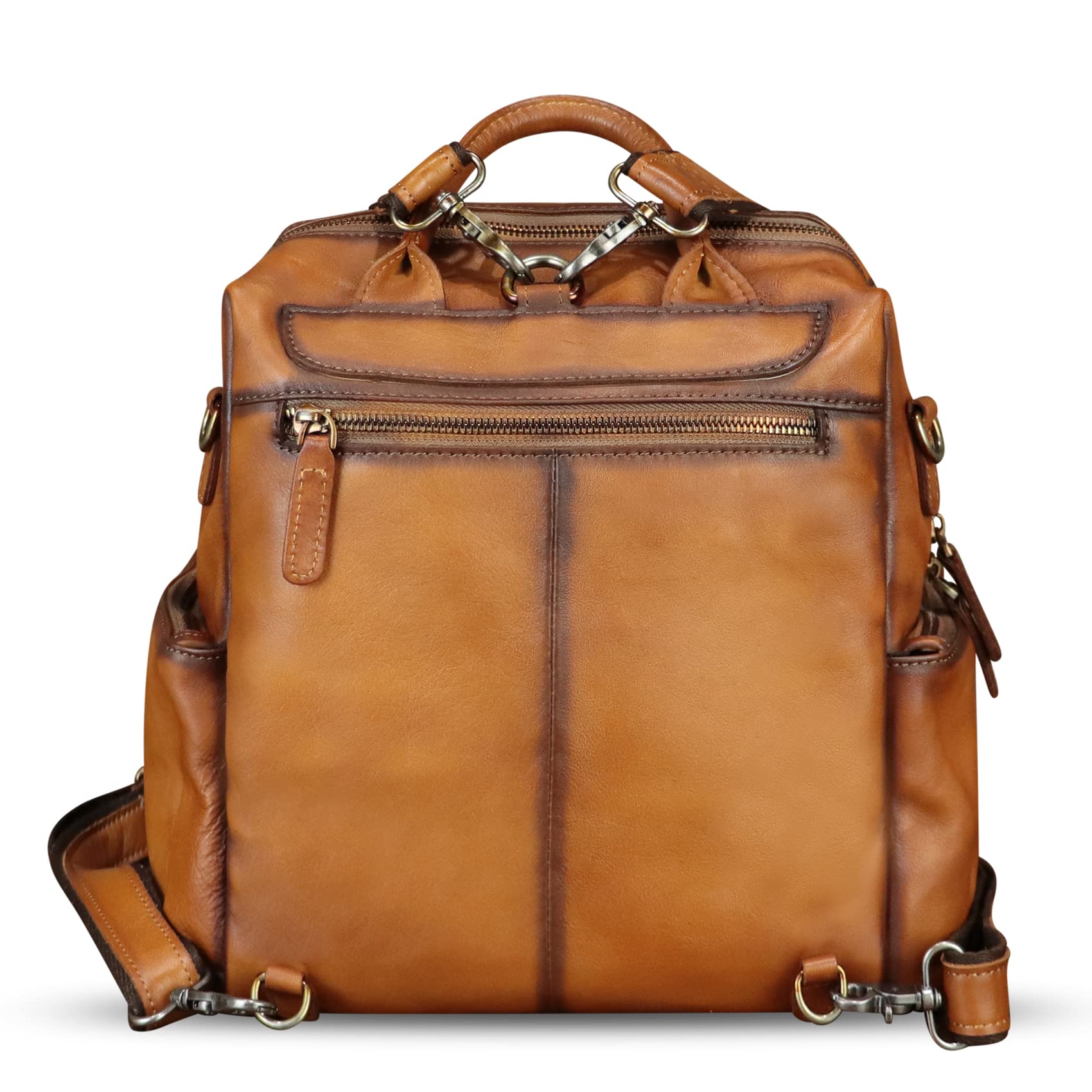 Handmade Genuine Leather Backpack for Women - Hand Painted Designer Knapsack Purse, Convertible Rucksack for College, Travel & Daily Use (Pattern 1) - Perfect for Work, School & Casual Outings