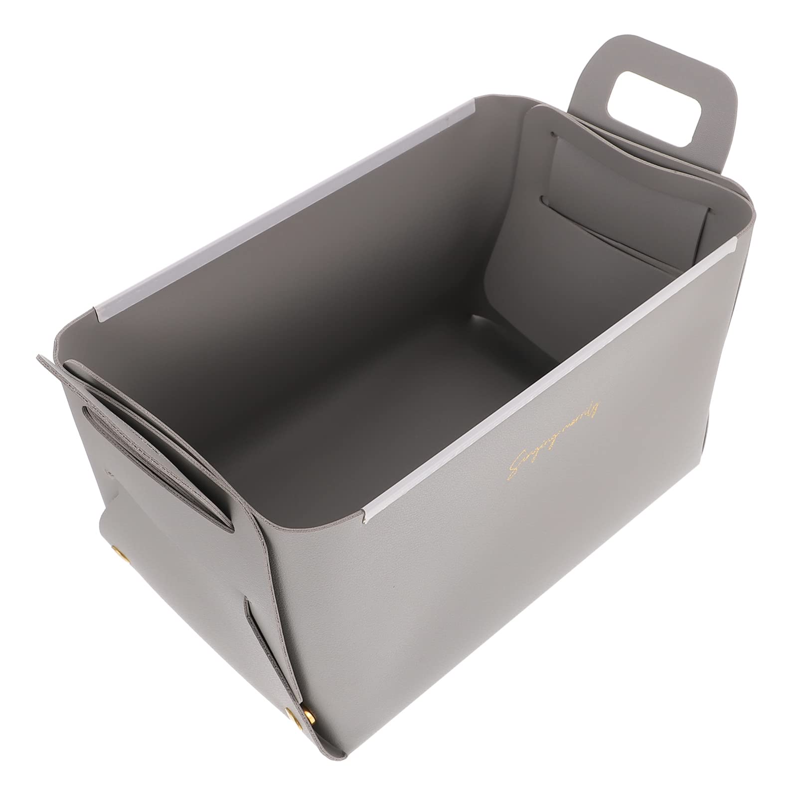 Homoyoyo 4-Piece Foldable Leather Storage Baskets - Collapsible Faux Leather Cube Organizer Bins for Desk, Office, Living Room & Bedroom Organization - Stylish Decorative Storage Solution for Home & Office Use