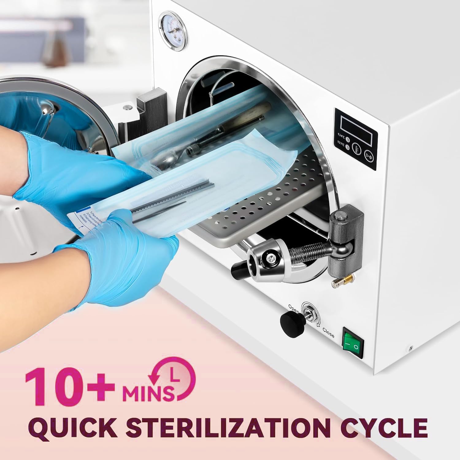 18L Benchtop Autoclave Sterilizer E218 - High Temperature Steam Sterilization with Digital Chip Control - Lab & Medical Equipment for Small Offices & Clinics - Fast US Shipping (Ideal for Dental Tools, Tattoo Equipment & Beauty Salon Sterilization)