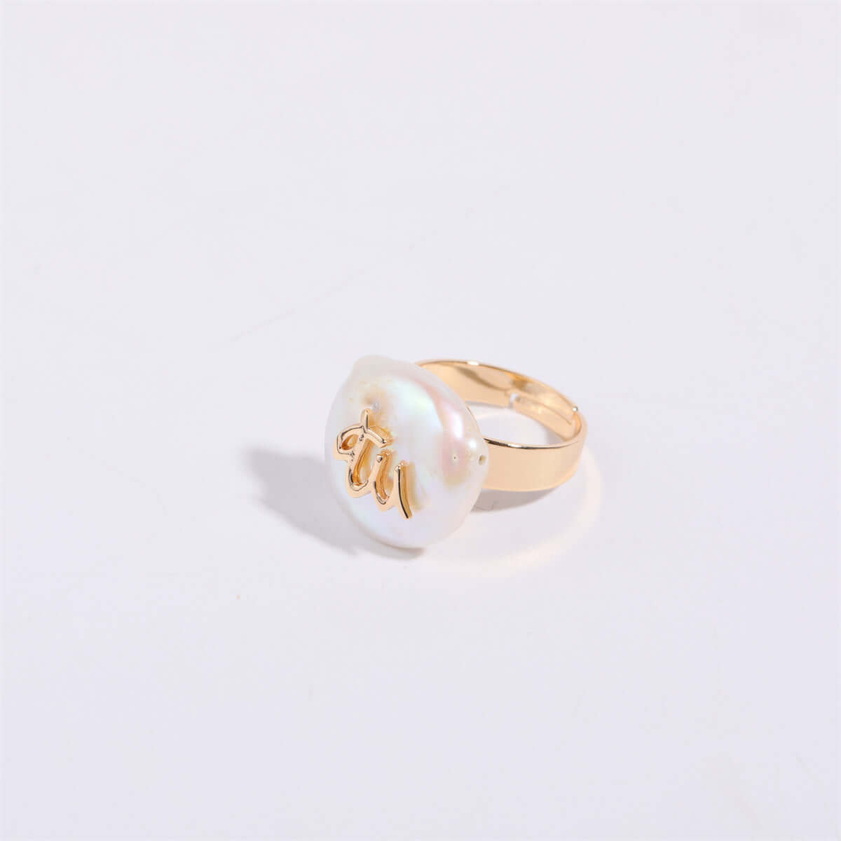 14K Gold Zodiac Sign Pearl Stacking Ring - Aries, Taurus, Gemini, Cancer, Leo, Virgo, Libra, Scorpio, Sagittarius, Capricorn, Aquarius, Pisces | Elegant Dainty Jewelry for Women | Perfect for Birthday Gifts, Anniversary, Valentine's Day & Everyday Wear (MQ801)