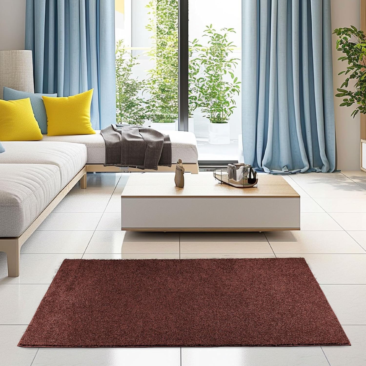 Ambiant Saturn Collection Kids' Favorite Chocolate Area Rug - 6' x 8' Oval, Stain-Resistant Indoor Rug for Living Room, Bedroom, Dining Room | Pet & Child Safe Non-Slip Rug for Home Decor, Wedding Gift
