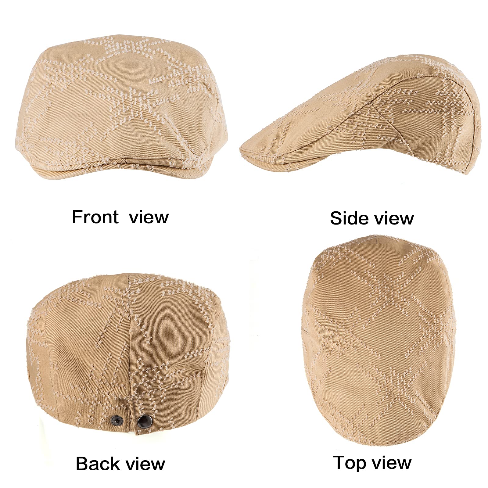 LADYBRO 2-Pack Unisex Flat Cap Newsboy Hats for Men & Women - Adjustable Summer Casual Cotton Peaked Caps for Outdoor Activities, Travel & Fashion