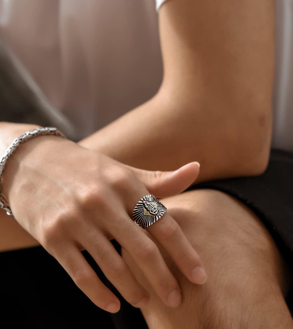 Virgin Mary Ring for Men & Women - Vintage Gothic Adjustable Punk Biker Ring, Oxidized Silver Blessed Jewelry - Perfect for Bikers, Goth Fashion, and Religious Gifts