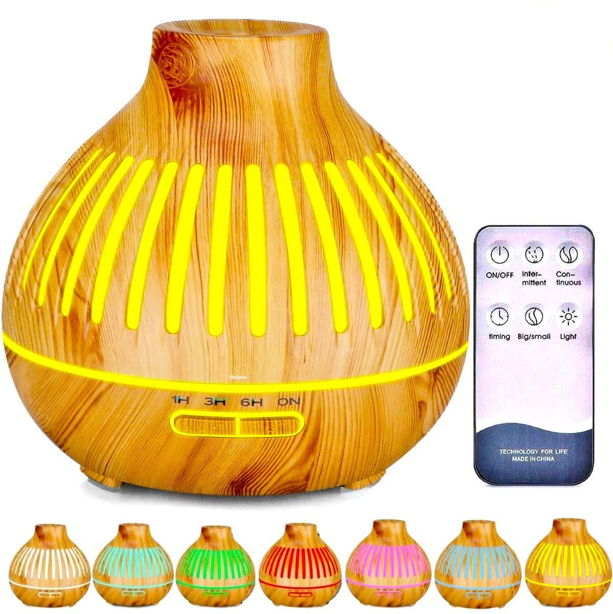 400ml Ultrasonic Essential Oil Diffuser with LED Crack Design & Remote Control - 4 Timer Settings, Portable Aromatherapy Humidifier with Warm Color Lights for Home, Office, Yoga & Spa Relaxation