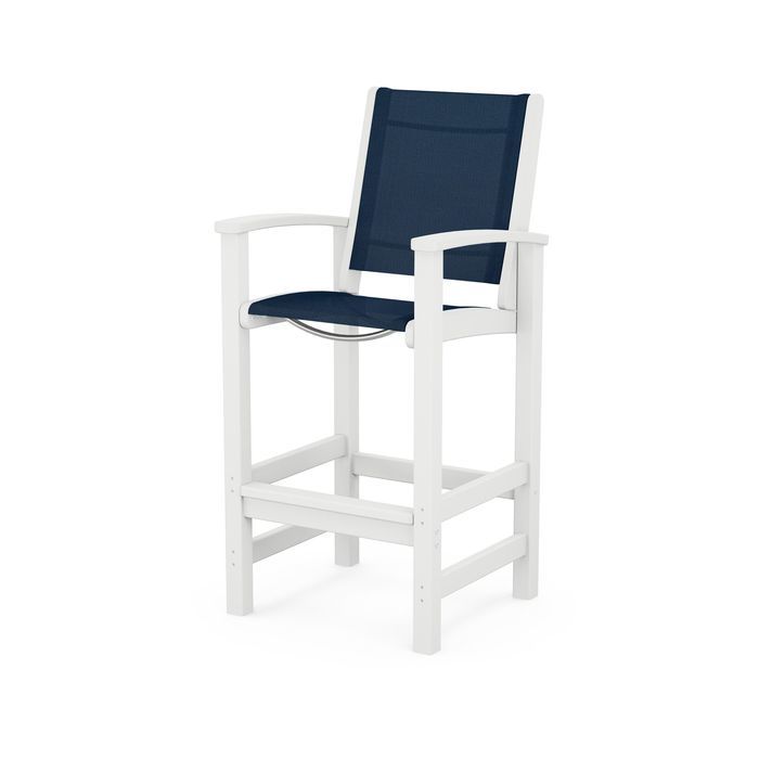 POLYWOOD Coastal Bar Chair - Outdoor & Indoor Bar Stool, Weather-Resistant, Durable, Comfortable - Perfect for Patio, Deck, Kitchen, and Poolside Use