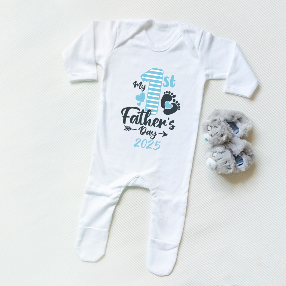My 1st Father's Day 2025 Baby Romper Suit - Blue Cute Infant Bodysuit for Newborn Boys & Girls | Perfect First Father's Day Gift & Photo Outfit