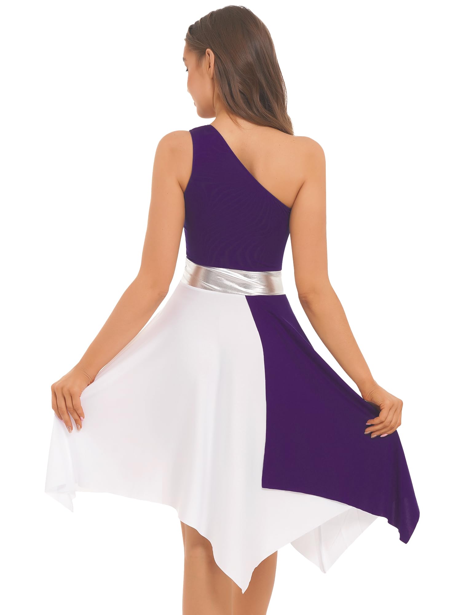 JEYPINMI Women's One Shoulder Liturgical Dance Dress - Praise & Worship Costume for Church Performances, Lyrical Dance & Special Occasions