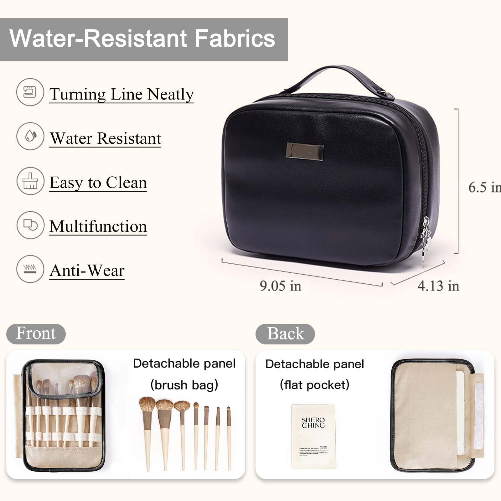 Large Waterproof PU Leather Cosmetic Bag for Women - Travel & Toiletry Organizer
