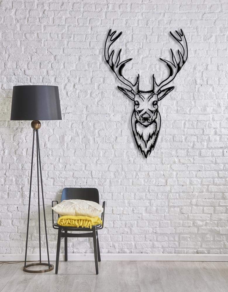 Elegant Diamond Stag Metal Wall Art - 33.46 x 21.65 Inch Home & Office Decor for Bedroom, Living Room - Modern Sculpture for Rustic, Farmhouse & Contemporary Interior Design