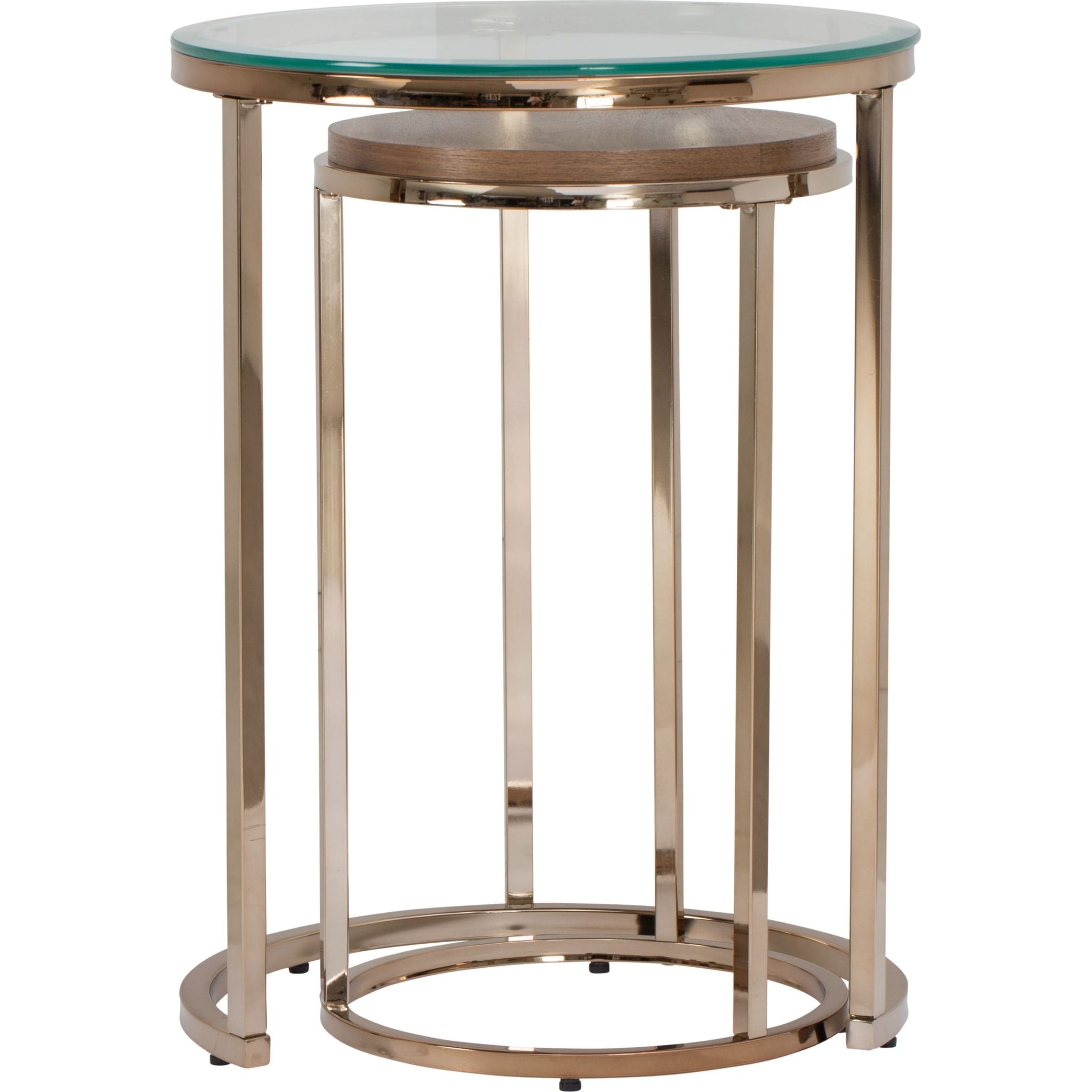 Amy Nesting End Table - Champagne Gold Side Table for Living Room, Bedroom, or Office - Space-Saving Modern Accent Table with Stackable Design