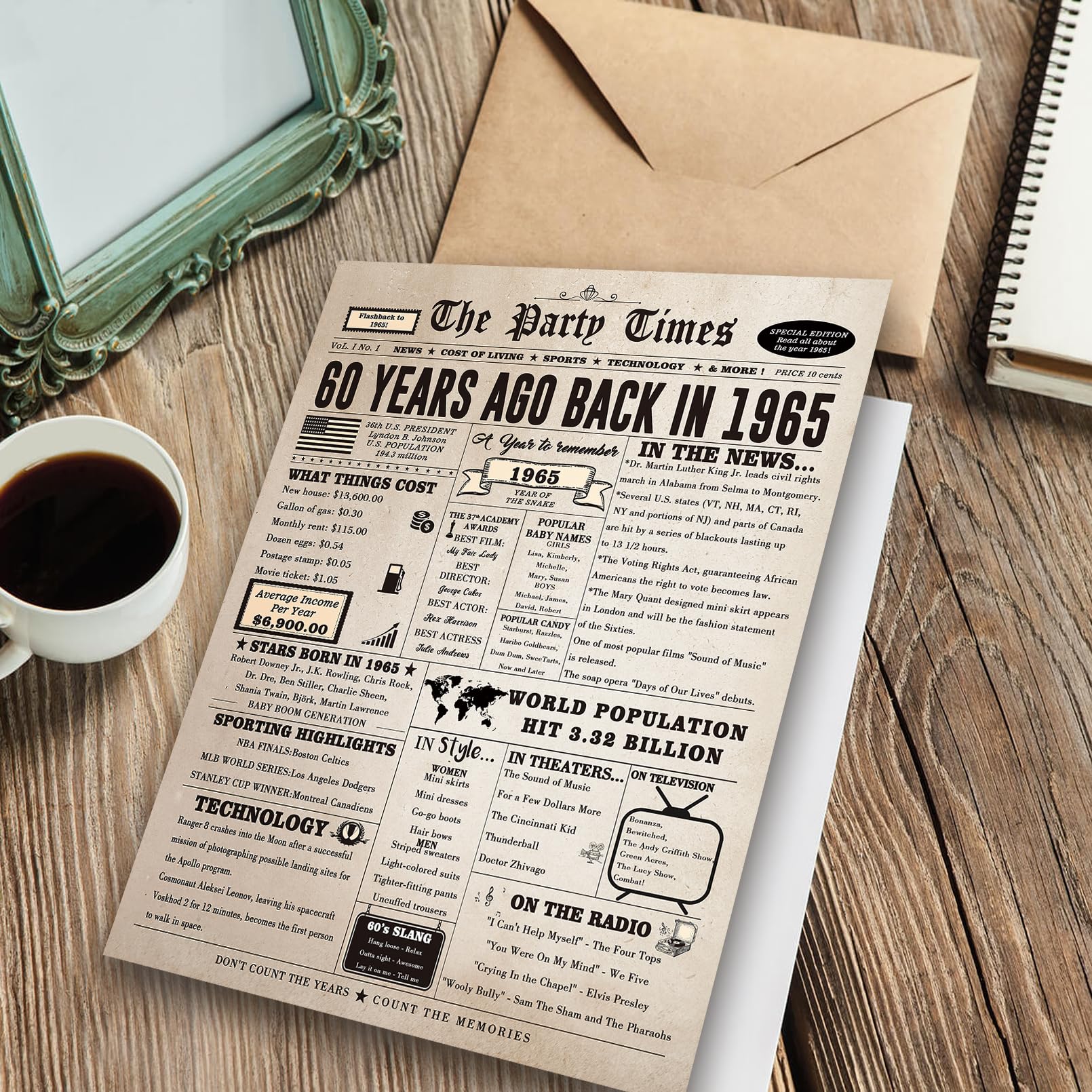 Giant 60th Birthday Card for Women & Men - Funny 60 Years Old Birthday Gift for Husband, Wife, Mom & Dad - Large 60th Birthday Party Decorations for Friends & Family - Perfect for Milestone Celebrations, Retirement Parties & Surprise Gifts