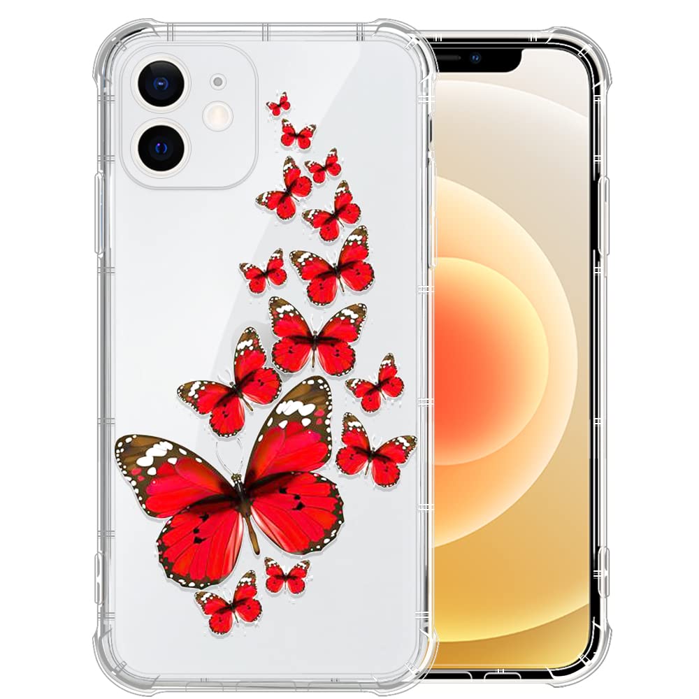 **iPhone 11 Case for Women - Red Butterfly Design, Shockproof Clear Soft TPU Cover for iPhone 11 (6.1 Inch) - Perfect for Everyday Protection & Stylish Outfits**