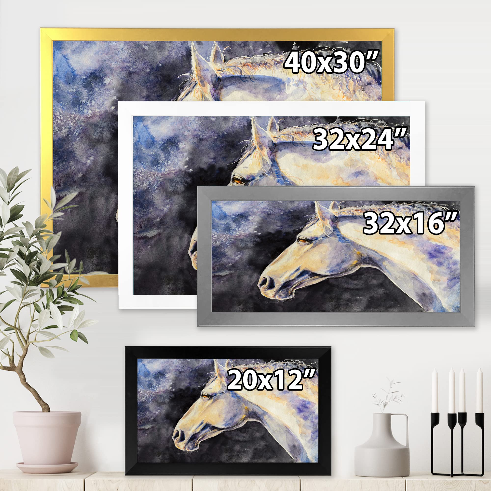 DesignQ Lipizzan Horse Farmhouse Framed Wall Art - Elegant Equestrian Home Decor for Living Room, Bedroom & Office