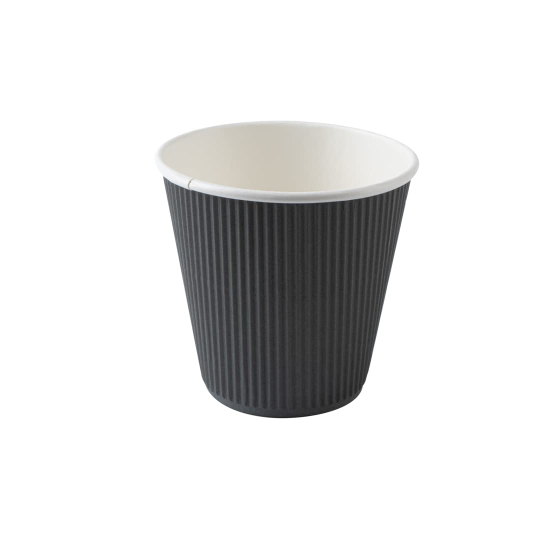 8oz Insulated Coffee Cups with Lids (400 Pack) - Leakproof & Non-Slip Gray Paper Hot Cups for Coffee, Tea, Hot Cocoa & Lattes | Restaurant, Cafe, Office & Home Use