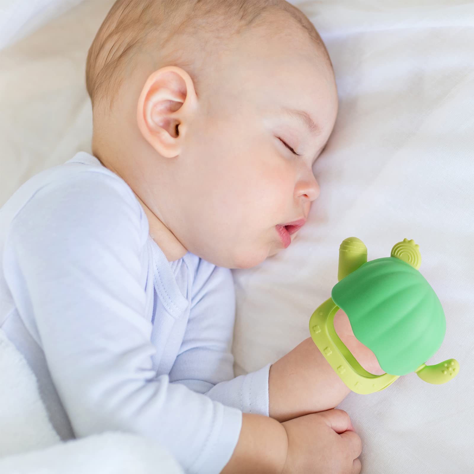 2 Pack Baby Teething Toys for 0-9 Months - Soothing Sore Gums Relief, BPA-Free Infant Teethers with Storage Case & Gift Box (Yellow & Green) | Perfect Baby Shower Gift & On-The-Go Teething Solution