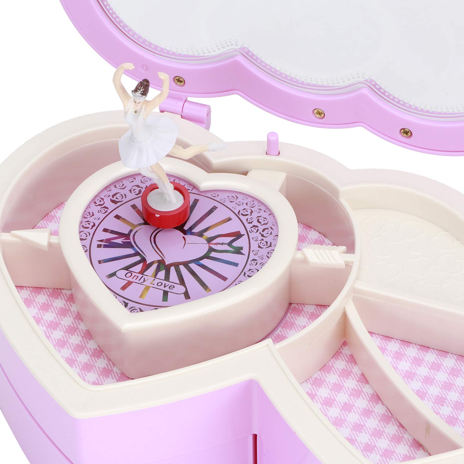 Liyeehao YL2033 Pink Musical Jewelry Box with Meticulous Visible Texture - Perfect Music Gift for Girls, Women, Birthday, Christmas, Wedding, Anniversary | Home Decor, Jewelry Storage, Romantic Gift Idea