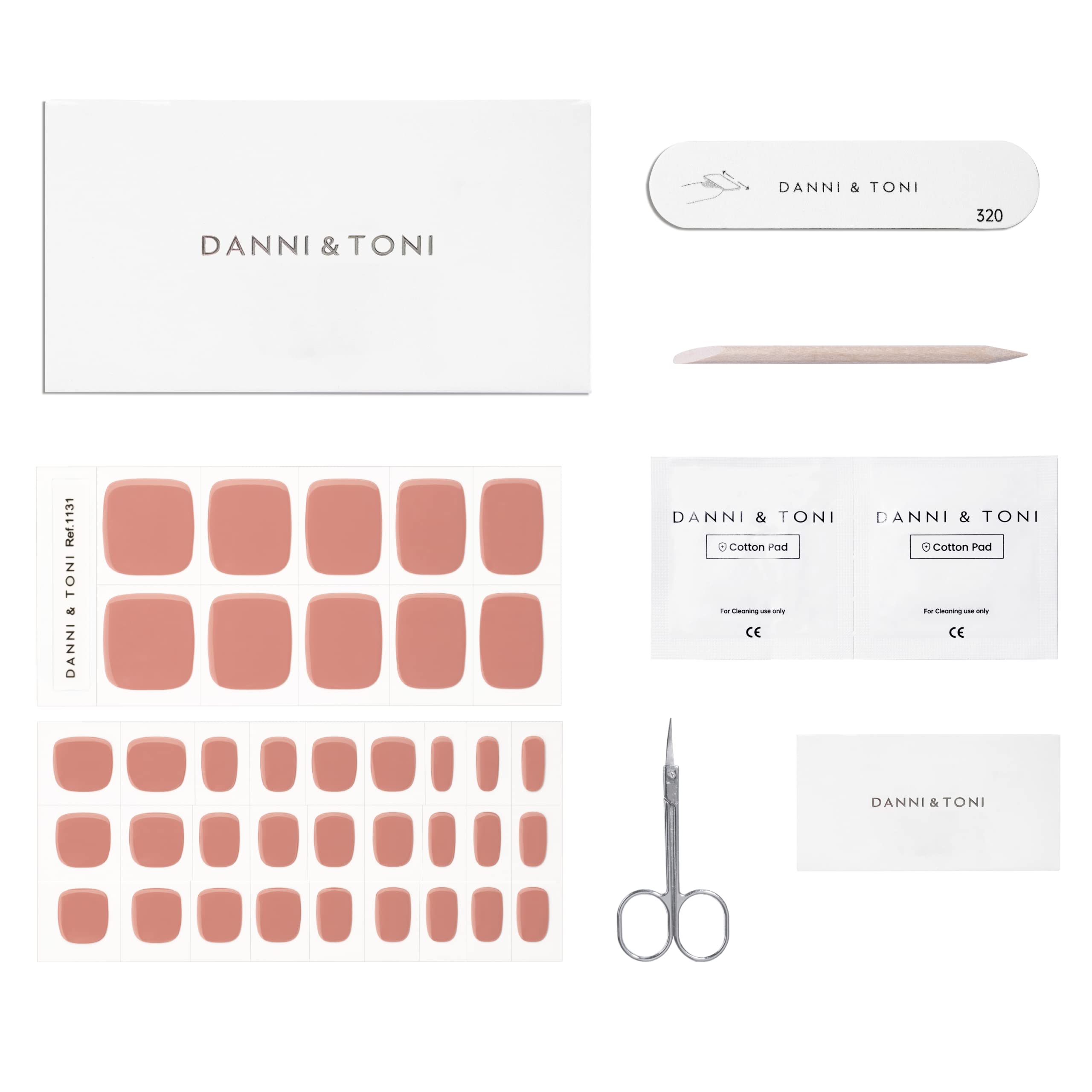 DANNI & TONI Semi Cured Gel Pedicure Strips - Soft Blush Nude Toenail Stickers, 37 Solid Color Gel Nail Stickers for DIY Home Manicure & Pedicure - Perfect for Salon-Quality Nails at Home, Travel, Parties & Special Occasions