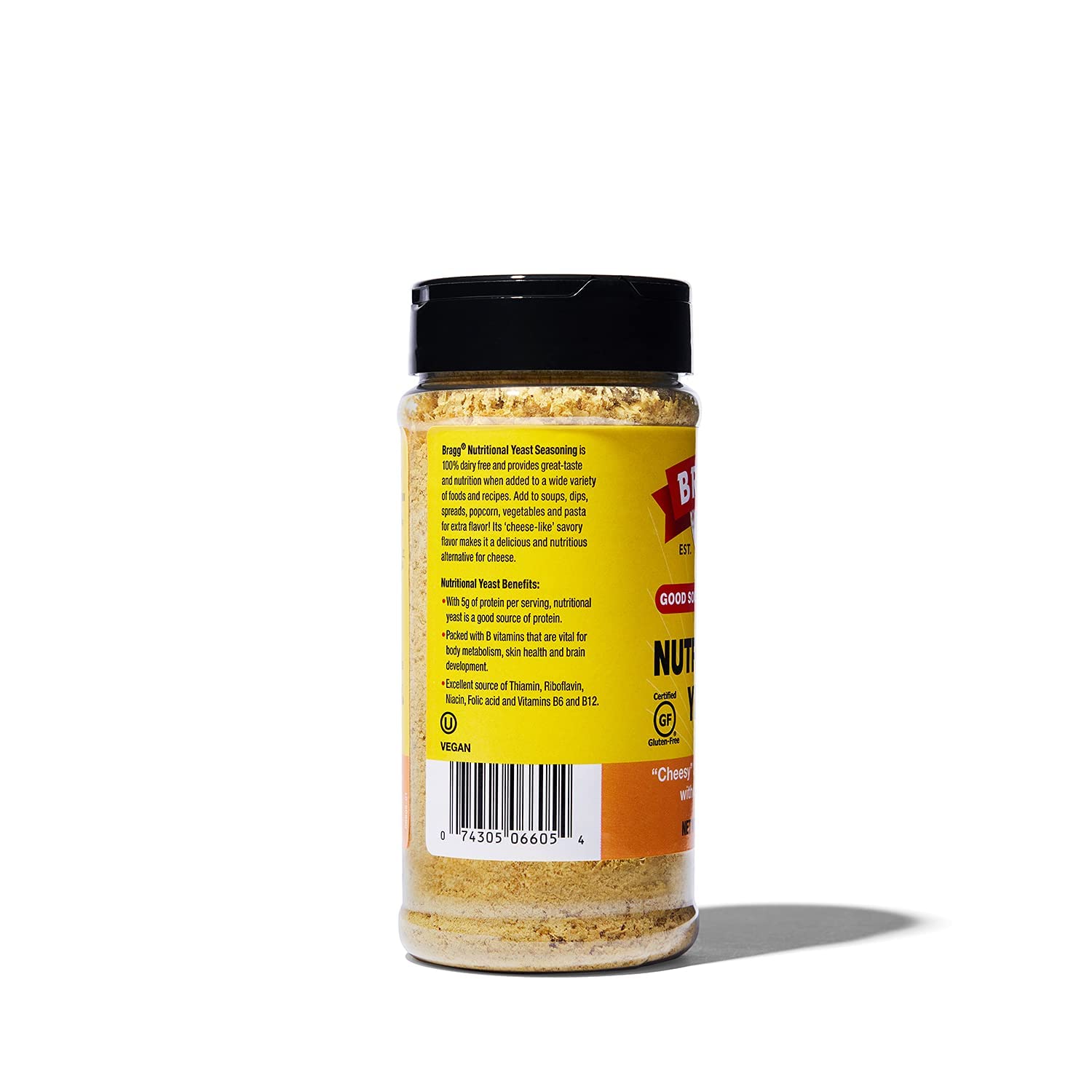 Bragg Nutritional Yeast Seasoning Flakes - Vegan, Gluten-Free, Non-GMO Cheese Alternative - Rich in Protein & B Vitamins - Perfect for Popcorn, Pasta & Salad - 4.5oz (4-Pack)