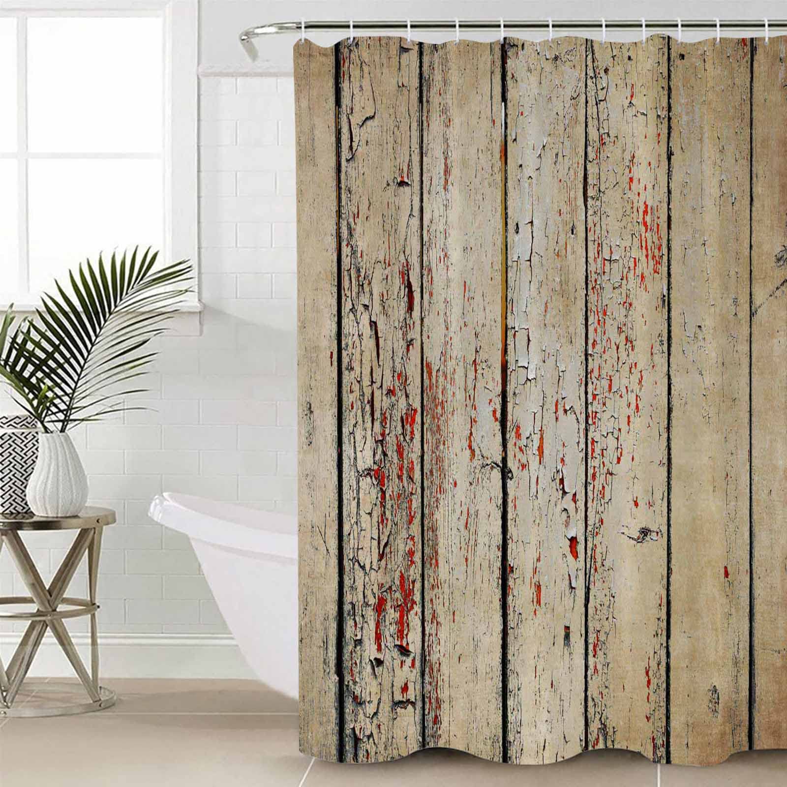 ZOE GARDEN Farmhouse Wood Grain Shower Curtain Set with Hooks 48x72 Inch - Rustic Bathroom Decor, Waterproof Polyester Fabric for Bathroom & Shower - Perfect for Farmhouse, Cottage, and Vintage Style Bathrooms