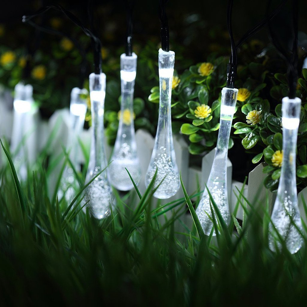 Solar Powered Outdoor String Lights - 20ft Waterproof 30 LED Christmas Fairy Lights with 8 Lighting Modes | Durable Garden Party Decor for Patio, Lawn, Fence, Wedding & Holiday Celebrations (White)
