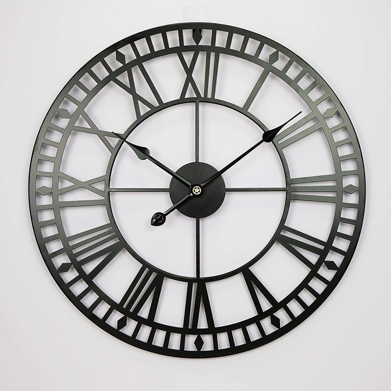 Waterproof Outdoor Wall Clock - Retro Roman Numeral Garden Clock with Silent Movement - 40cm Rustic Iron Art Clock for Patio, Backyard & Garden Decor (Battery Operated) - Perfect for Outdoor Spaces, Porches, Gazebos and Farmhouse Style Homes