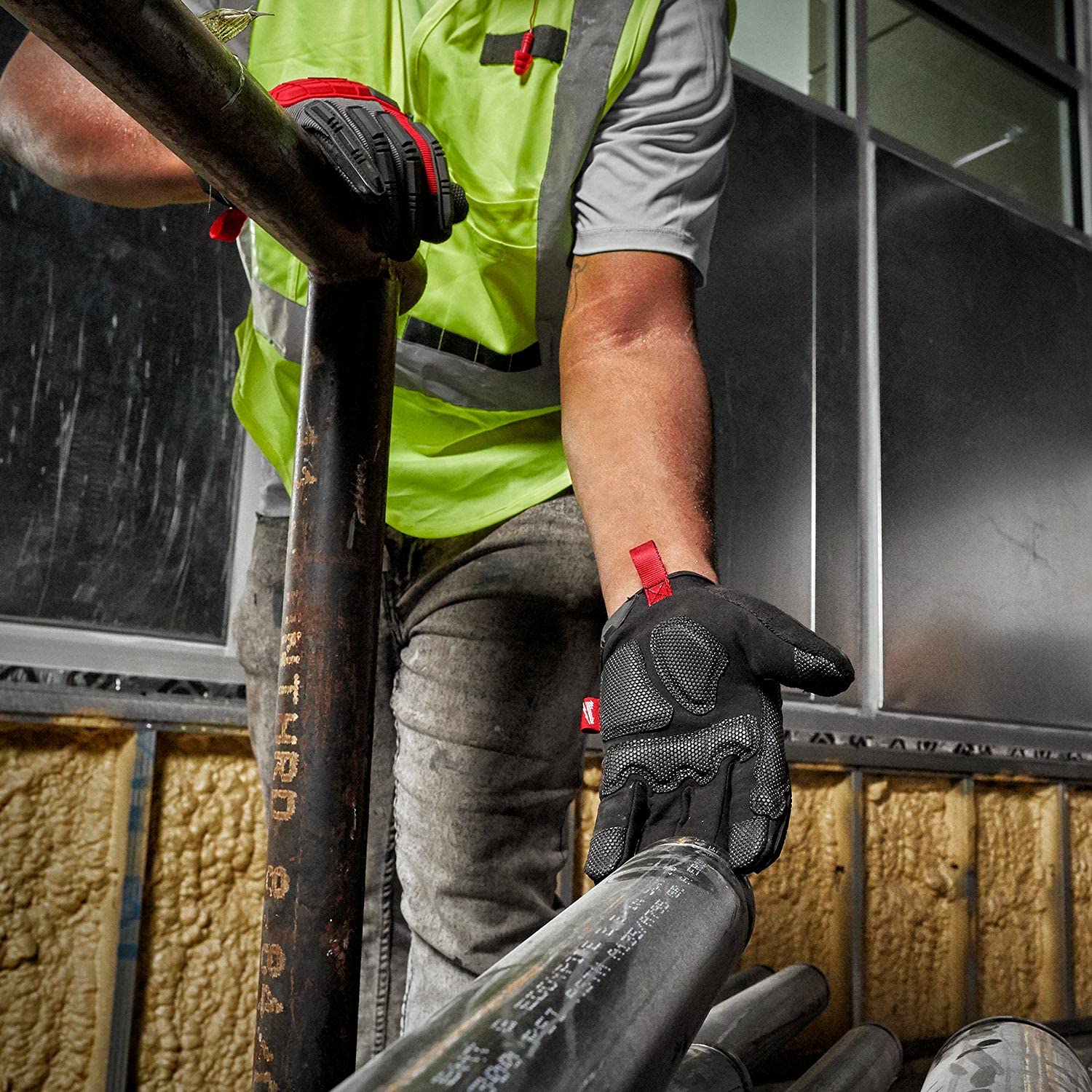 Milwaukee Shock-Resistant Work Gloves Size 8 (M) - Durable Safety Gloves for Construction, Woodworking & DIY Projects