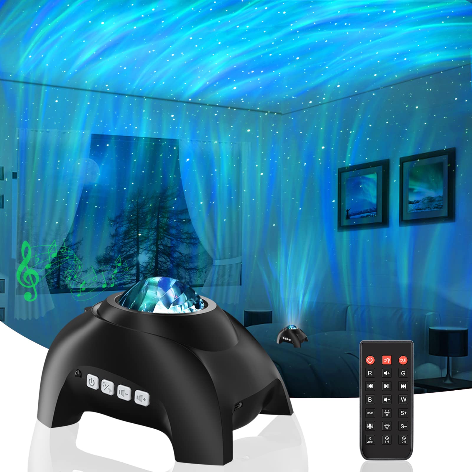 Vinwark Northern Lights Aurora Projector with Bluetooth Speaker & White Noise - Galaxy Starry Night Light for Bedroom, Gaming Room, Home Theater | Perfect for Relaxation, Meditation, Kids Room Decor & Ceiling Projection