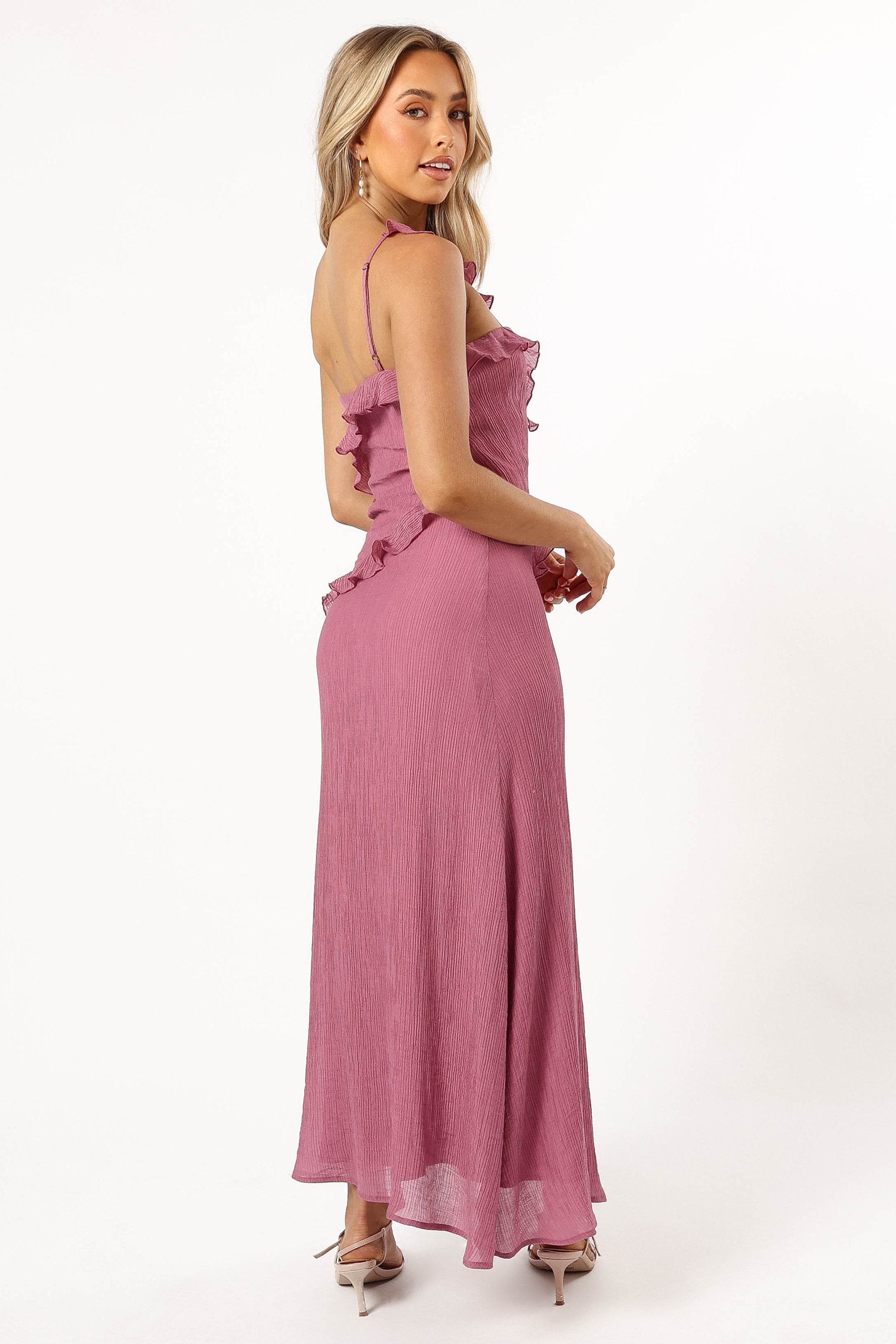 Ainslee Elegant One Shoulder Maxi Dress for Women - Flowy Pink Long Dress for Summer, Beach, Party & Special Occasions