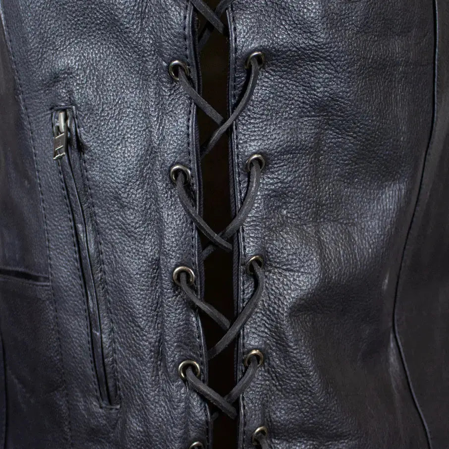 Open Road Women's Genuine Leather Vest - Stylish Biker Jacket for Motorcycle Riding & Casual Outfits