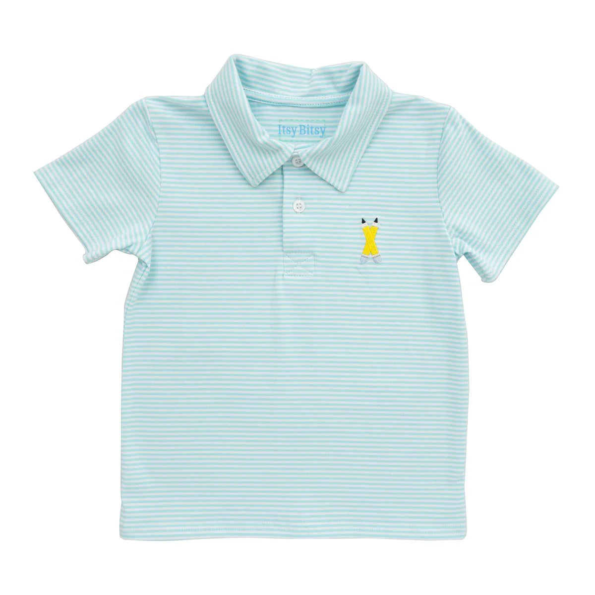 Itsy Bitsy Aqua Pencil Polo - Stylish Kids' Fashion Top for School, Playdates & Family Photos | Soft Cotton Comfort Fit
