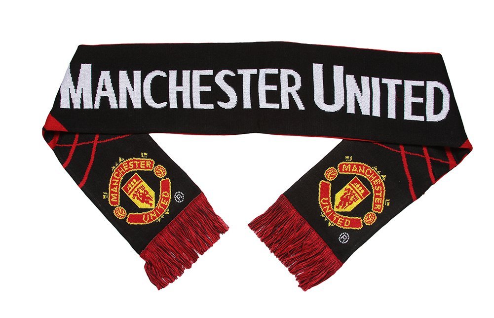 Manchester United Soccer Scarf - Black/Red - Official Team Fan Scarf for Football Matches & Cold Weather