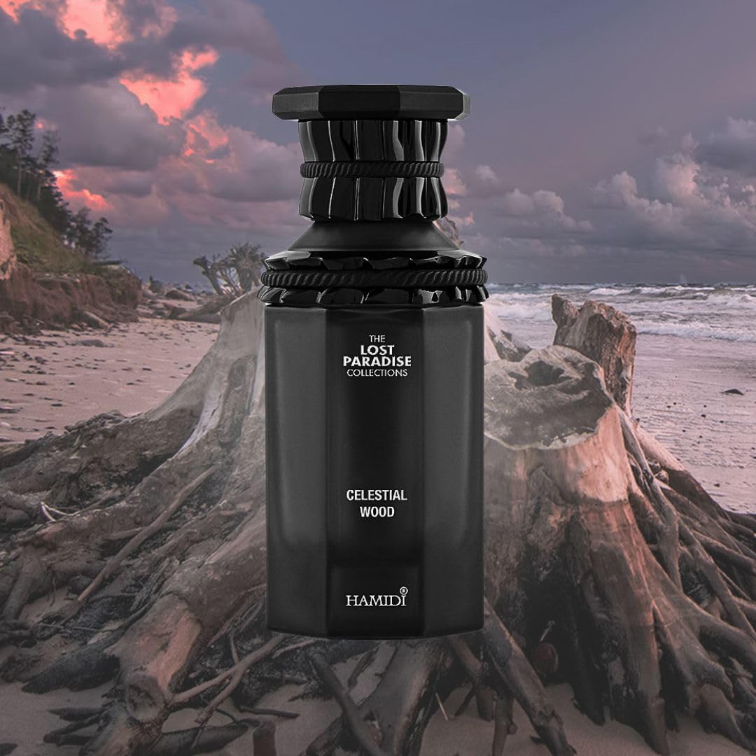 Hamidi CELESTIAL WOOD Eau De Parfum Spray 100ML (3.4 OZ) - Long Lasting Unisex Perfume for Women & Men, Ethereal Spice & Aromatic Wood Blend - Perfect for Date Night, Office & Special Occasions