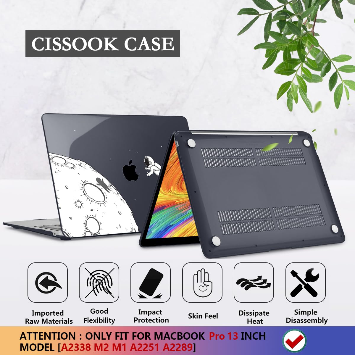 CISSOOK Black Astronaut Hard Shell Case for MacBook Pro 13 Inch (2020-2023 Models) - Compatible with M2 A2338 & M1 A2251/A2289 - Protective Plastic Cover with Keyboard Protector | Perfect for Work, Travel and School Use