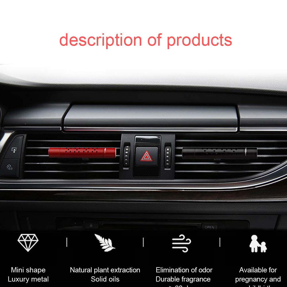 Premium Car Air Freshener Vent Clip - 5 Refillable Aromatherapy Sticks (Red) | Long-Lasting Fragrance for Cars, Trucks & SUVs | Ideal for Commuting, Road Trips & Rideshare Vehicles
